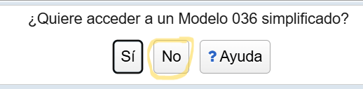 Rellenando Modelo 036 para registrar la actividad